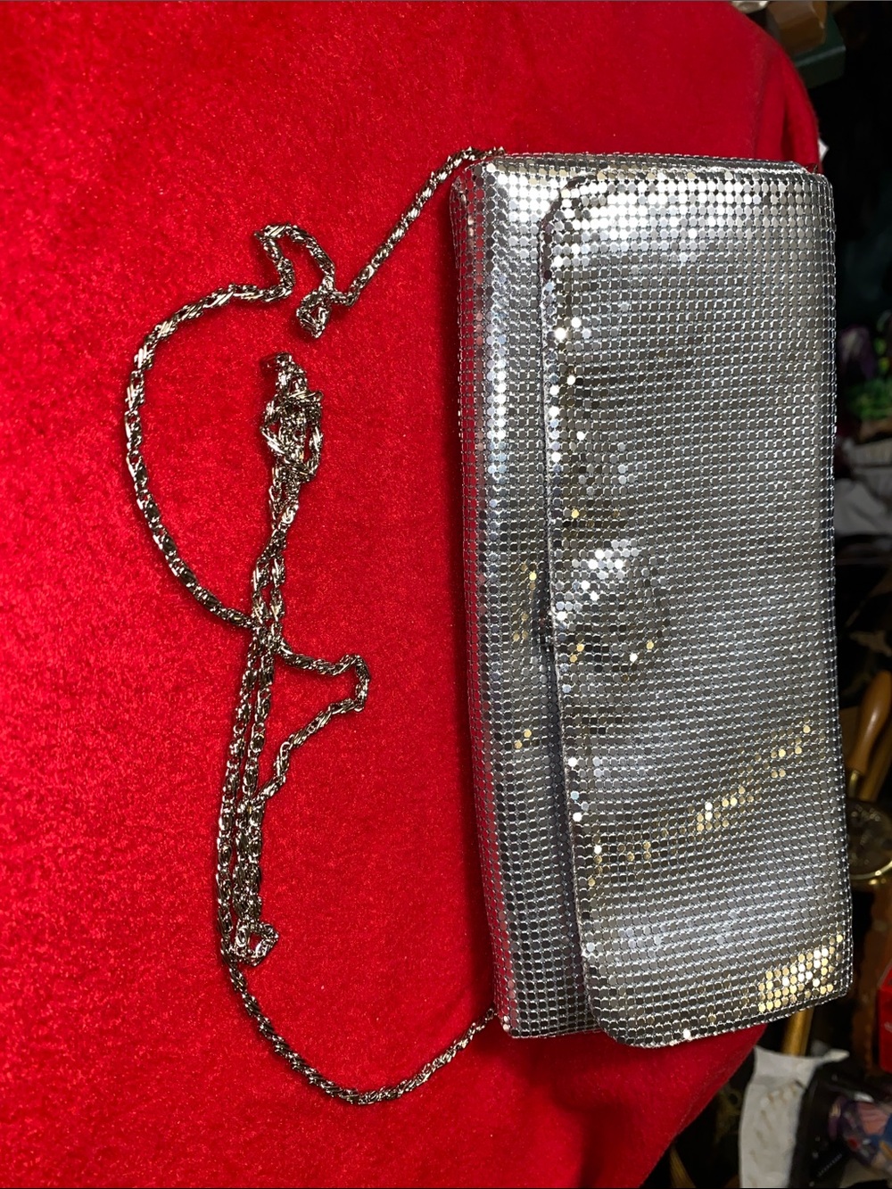 Vintage Valerie Stevens Silver Metal Mesh Clutch Bag